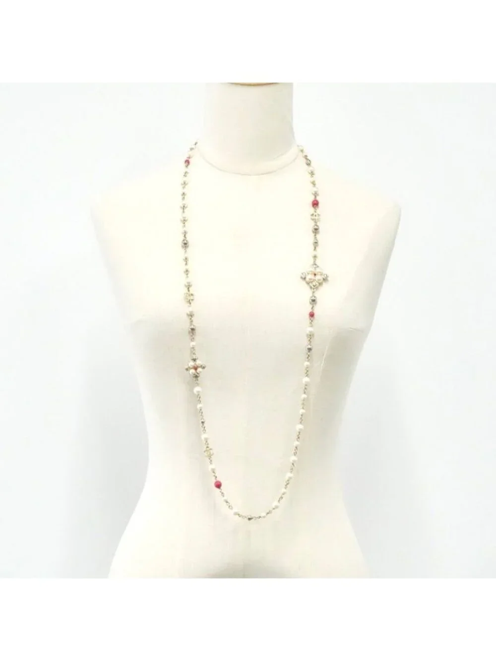 Chanel Choker Gold Silver Pink Coco Mark Long Necklace